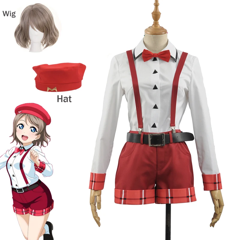 

Anime Love Live CYaRon Cosplay Costume Watanabe You Cosplay Costume Girl School Uniform for Women Halloween Costume Full Set