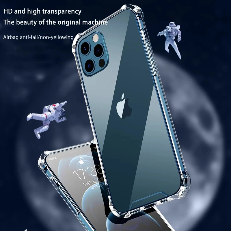 Transparent Shockproof Phone Case For iPhone 13 12 Mini Pro Max 11 Pro Max X XR XS Max 7 8 Plus SE2020 Simple Acrylic Back Cover