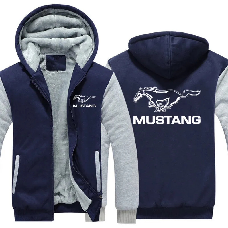 

2021 NEW Hoodies Ford Mustang Hoodies sleeve Jacket Men Fleece Mustang Winter Thicken Warm Fleece cotton Zipper