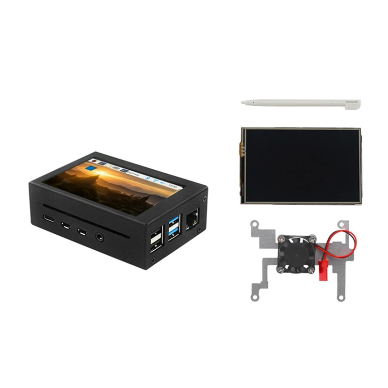 

For Raspberry Pi 4 Model B 3.5 Inch Touchscreen 480X320 LCD With Cooling Fan Case Heat Sinks For Raspberry Pi 4B