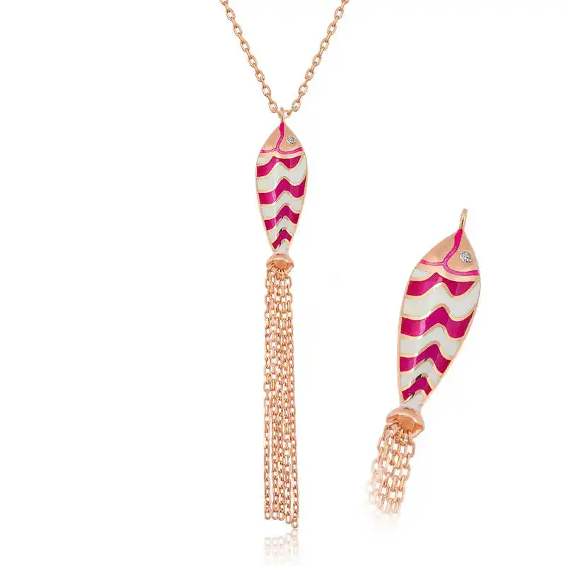 

Silver Tassels Fish Necklace