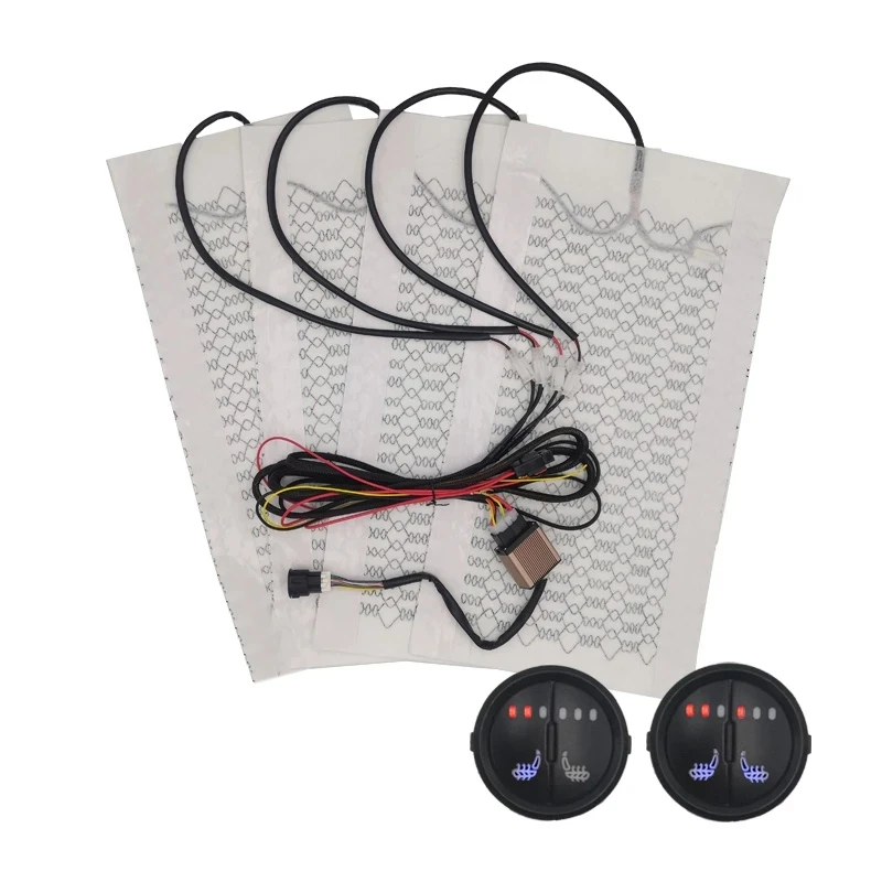 

Автомобильный обогреватель сиденья из углеродного волокна, 12 В, 3 уровня, Круглый двойной переключатель управления с набором ремней, зимний ...