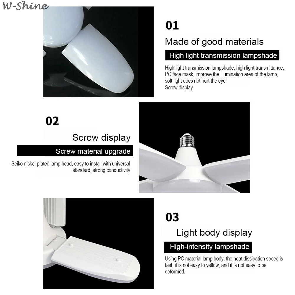 60W Foldable Fan Blade LED Pendant Lights No Flicker E27 Bulb 220V 360 Degrees Angle Adjustable Ceiling Lamp | Освещение