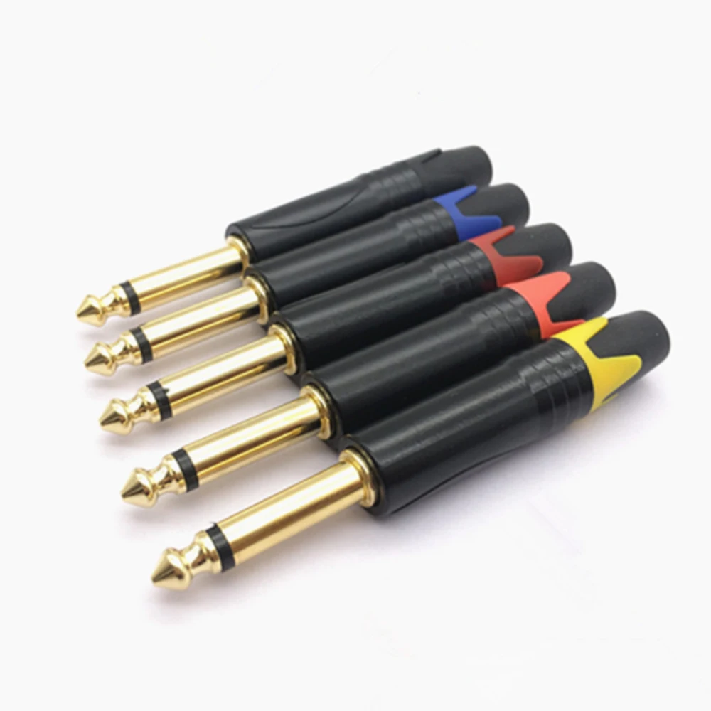 

5pcs Mono Sophomore Core Jack 6.35mm With Gold Plated Colors Audio Connector 6.35 mm Plug