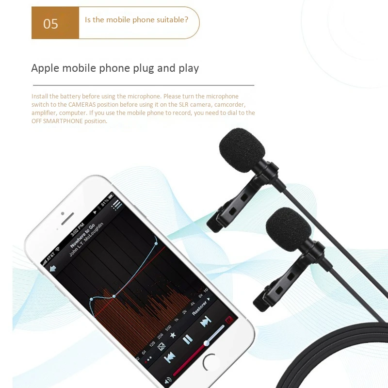 Микрофон 6 м всенаправленный клип на лацкане видео микрофон для IPhone Canon Nikon DSLR Super