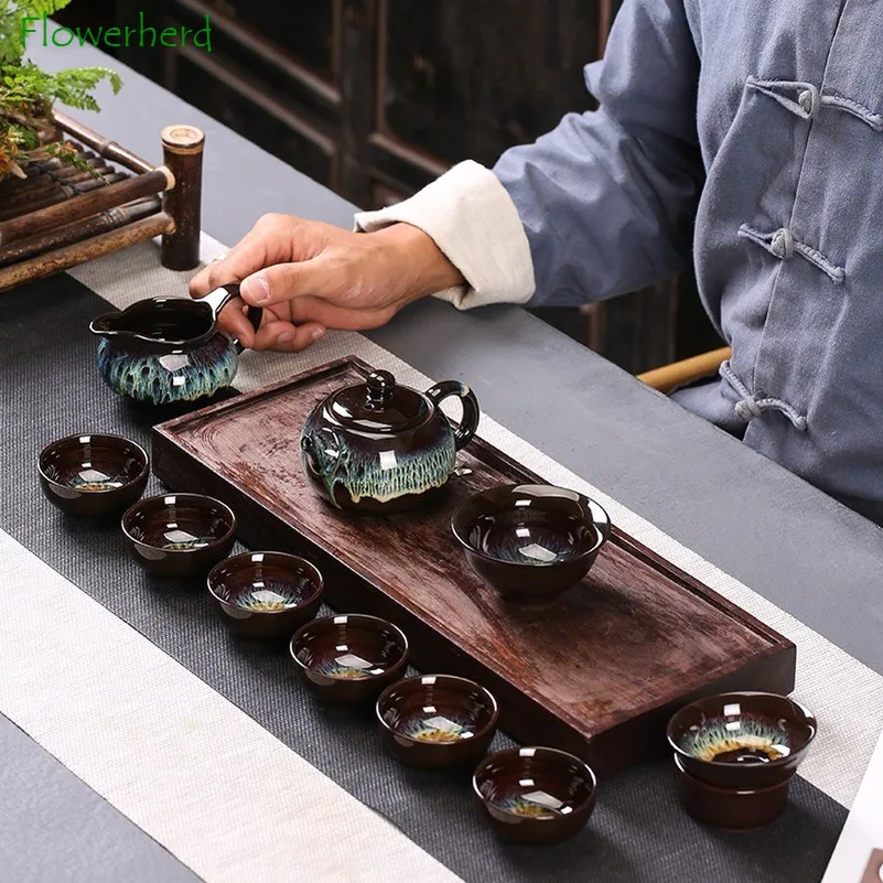 Керамический фарфоровый чайный сервиз набор кунг-фу чайные чашки и блюдца с