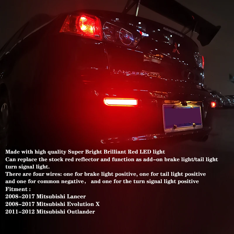 IJDM полный Светодиодный отражатель бампера для Mitsubishi Lancer Evo X Outlander хвоста/тормоза