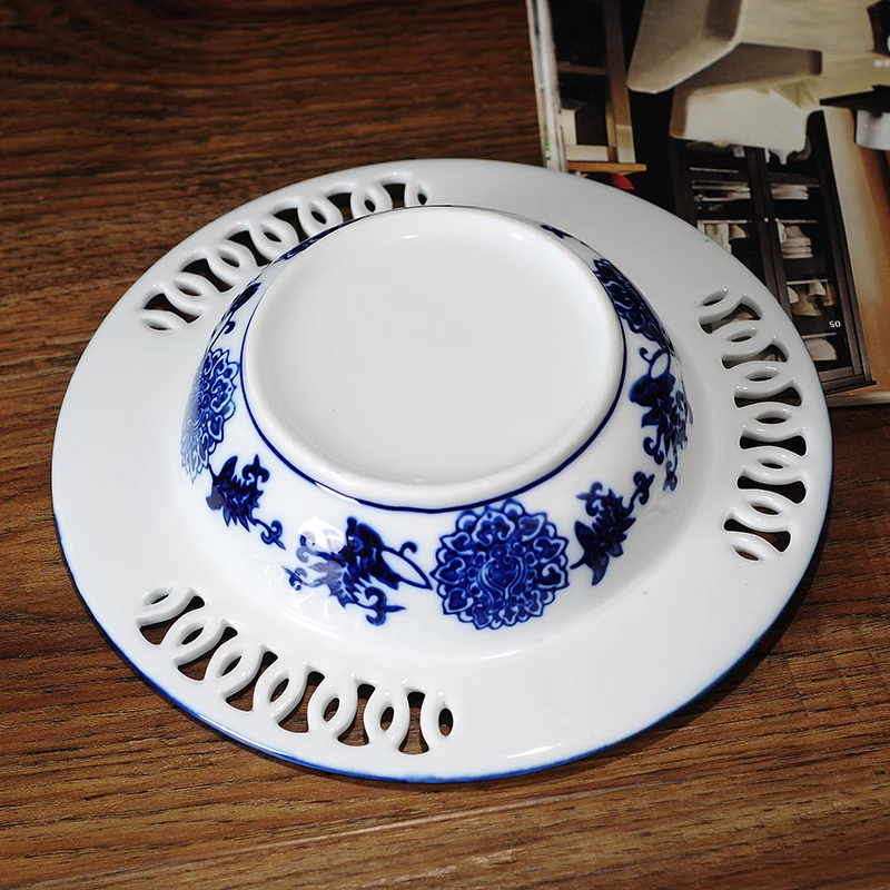 Пепельница из бело синего фарфора 20 5 см новый стиль китайская гостиная домашний