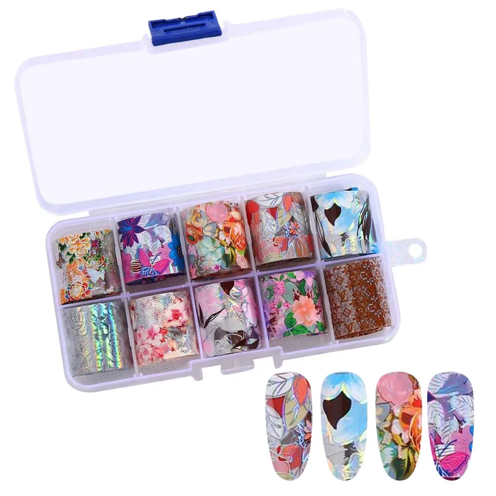 10 шт./партия очаровательные ногтей Фольга s наклейки лак металла Цвет Звездное