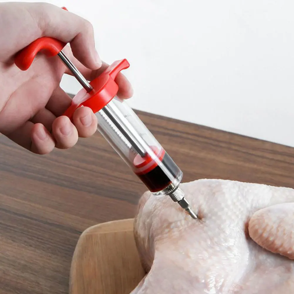 

Stainless Steel Needles Spice Syringe Set BBQ Meat Syringe Marinade Injector Turkey Chicken Flavor Syringe Kitchen Tools
