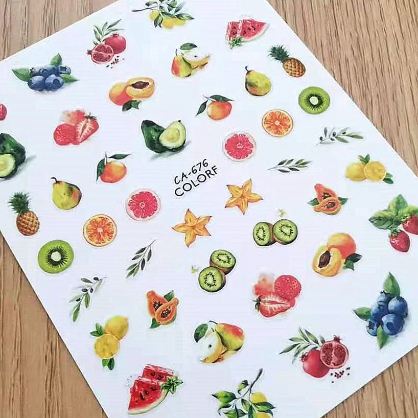 

Newest Watermelon Kiwifruit Avocado Design Back Glue DIY Decoration Tools Nail Stickers CA 675 676