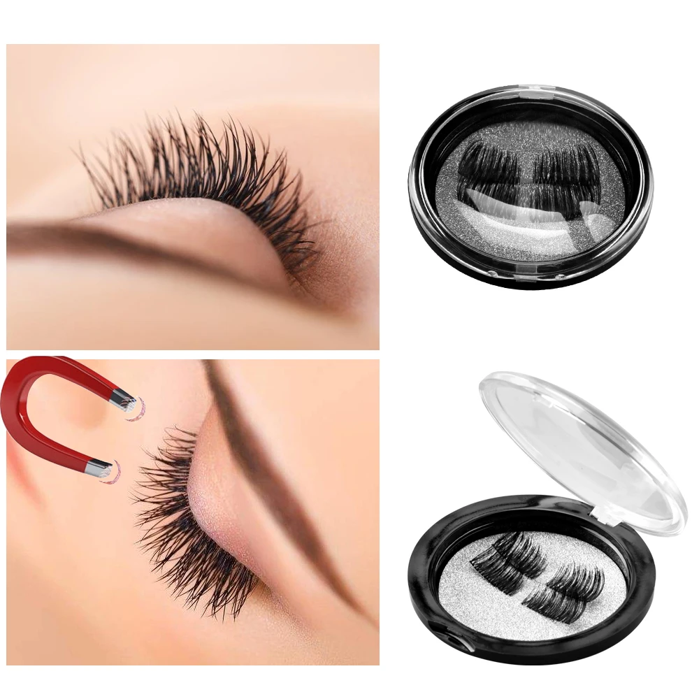 

4pcs Magnetic Eyelashes 3D Mink False Lashes Natural Look Wholesale Handmade Reusable Long Thick Cross Fake False Eyelashes Set