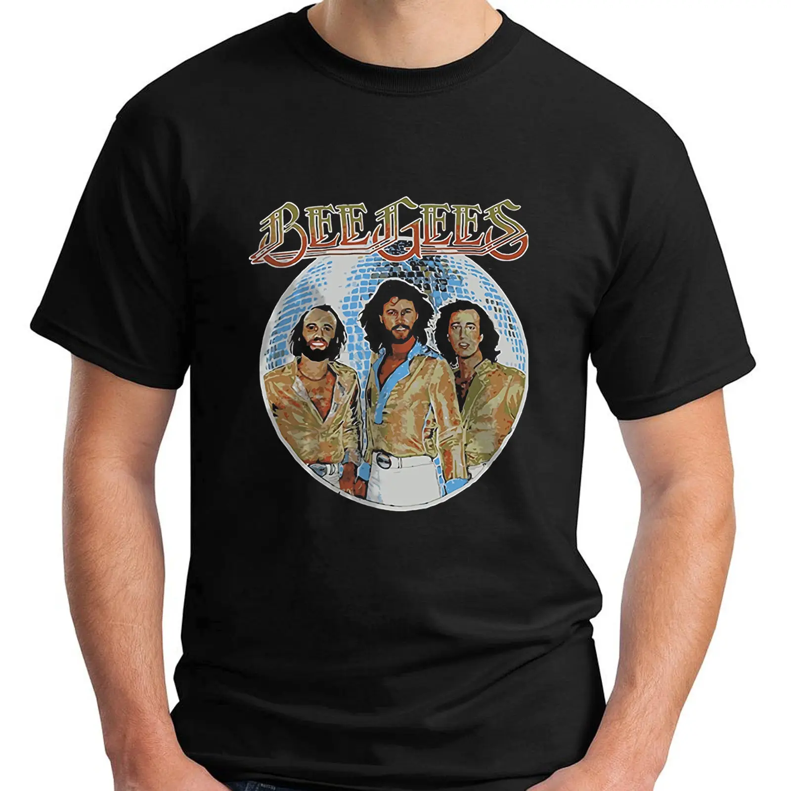 Новая Черная Мужская футболка с коротким рукавом и диско мячом Bee Gees Размер S