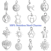 5pcslot horoscope world map diy jewelry making charms wholesale real stainless steel cat dog paw connector charm sun om pendant