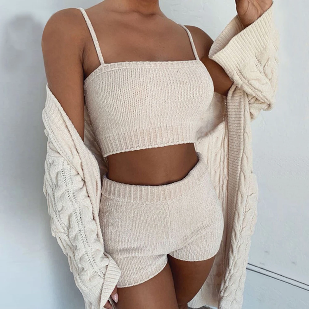 Свитер сексуальный комплект из 2 предметов Женский Модный укороченный топ на