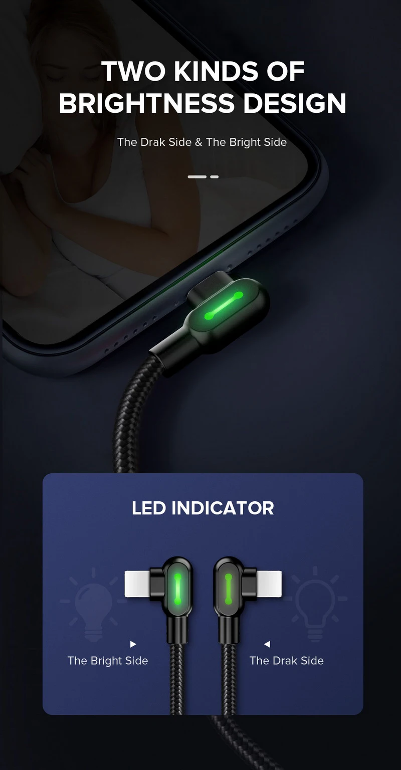 MCDODO 1,8 м светодиодный USB кабель для iPhone X 8 7 6 5 6s Быстрая зарядка USB кабель для передачи данных для iPhone 11 Pro XS MAX XR X Кабель зарядного устройства
