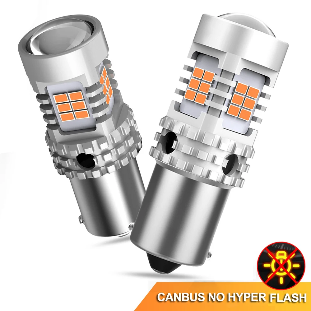 

2Pcs 1156 PY21W LED Canbus Error Free Amber Yellow No Hyper Flash BAU15S 7507 1156PY LED No Error Bulbs For Turn Signal Lights