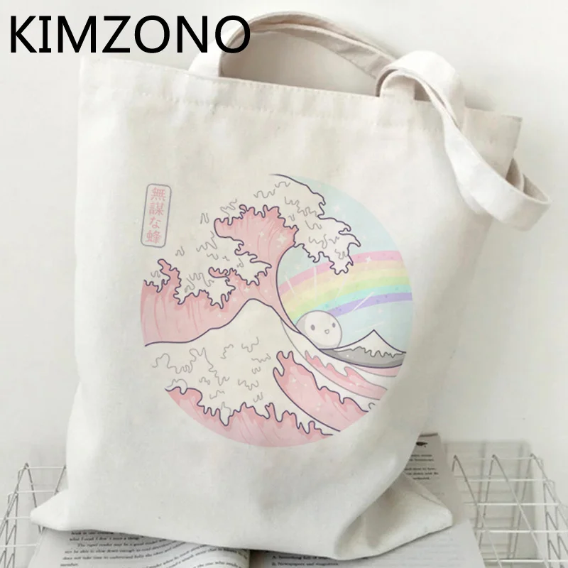 

Vaporwave the Great Wave shopping bag bolso canvas eco reusable bolsas de tela shopper bag shoping tote sacolas