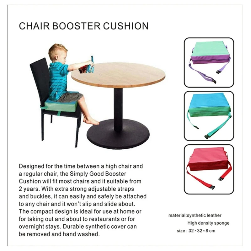 

D7WF Children Highchair Seat Booster Toddler Feeding Seat Cushion Kids Chair Increased Pad for Dining Table