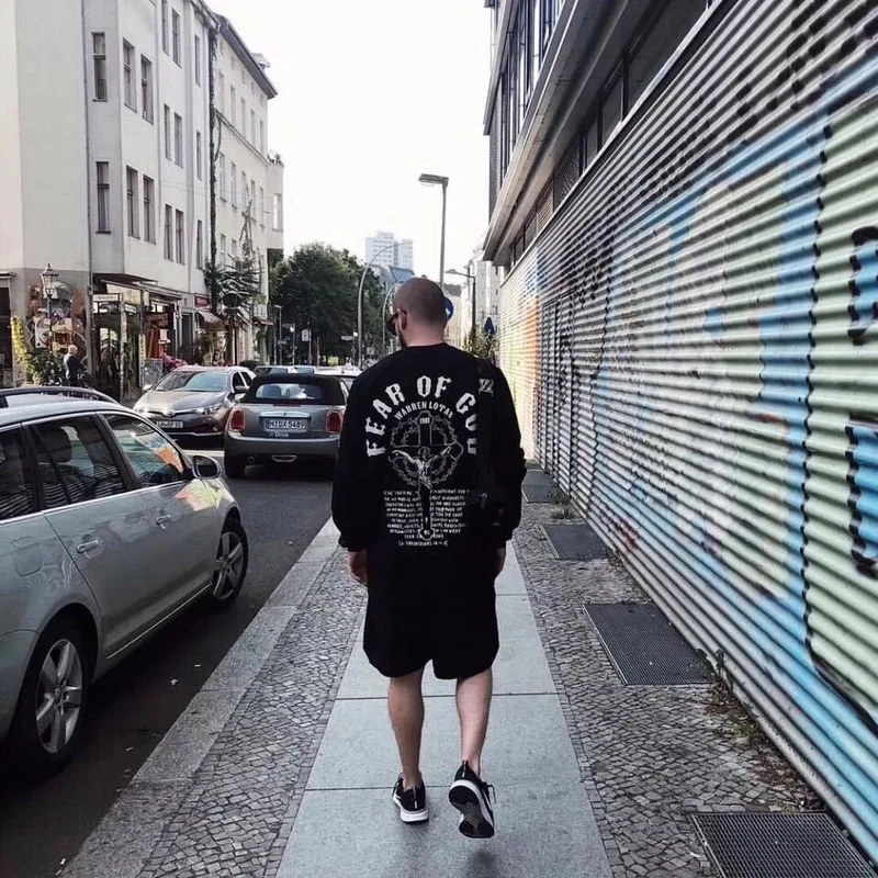 

Fear of God fog exclusive back Jesus Religious Cross letter Crew Neck Long Sleeve T-Shirt