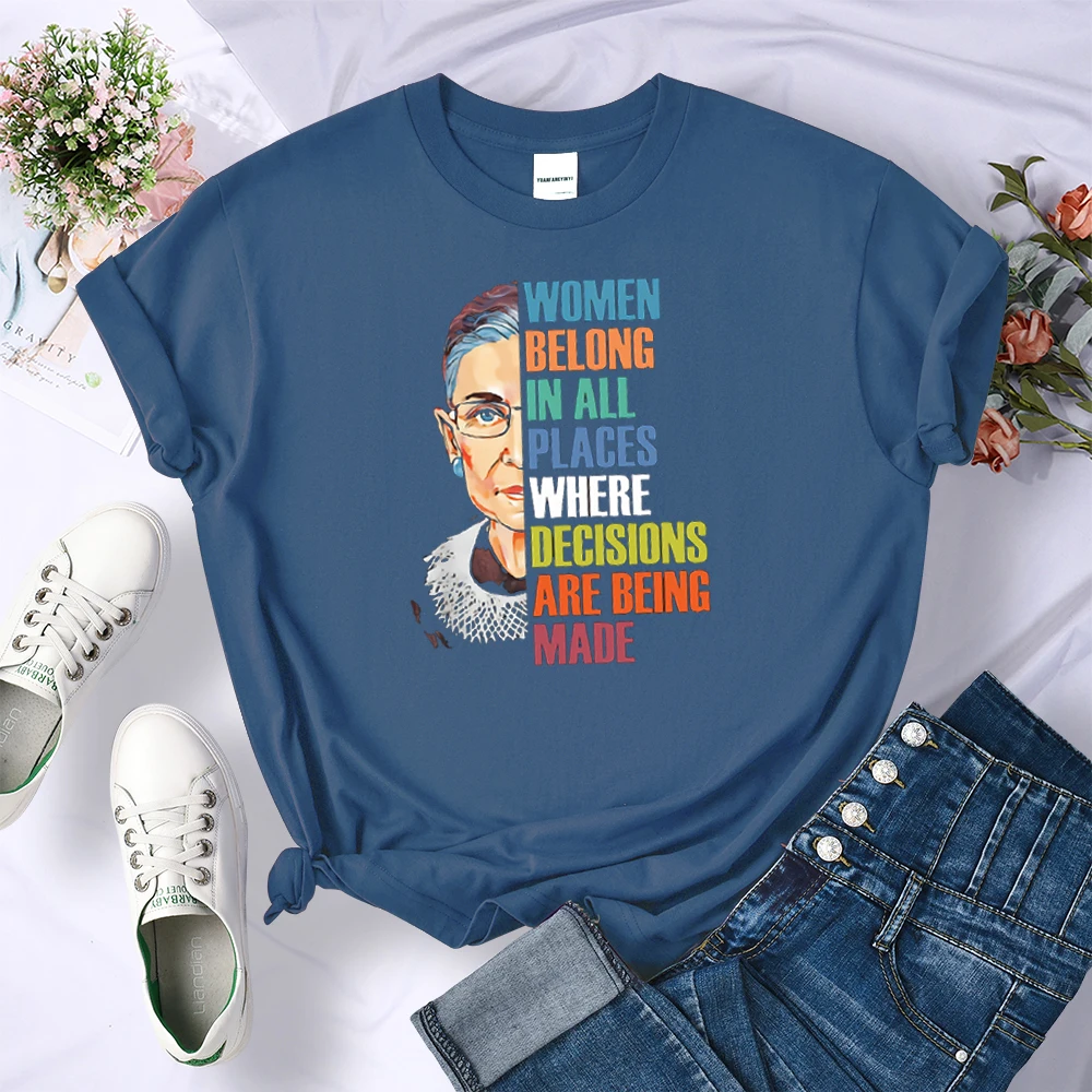 

WoWomen Belong In All Places Print Woman T-shirts Oversized O Neck Top Tee Casual Grace T-shirt Fashion Anime Tshirts For Woman