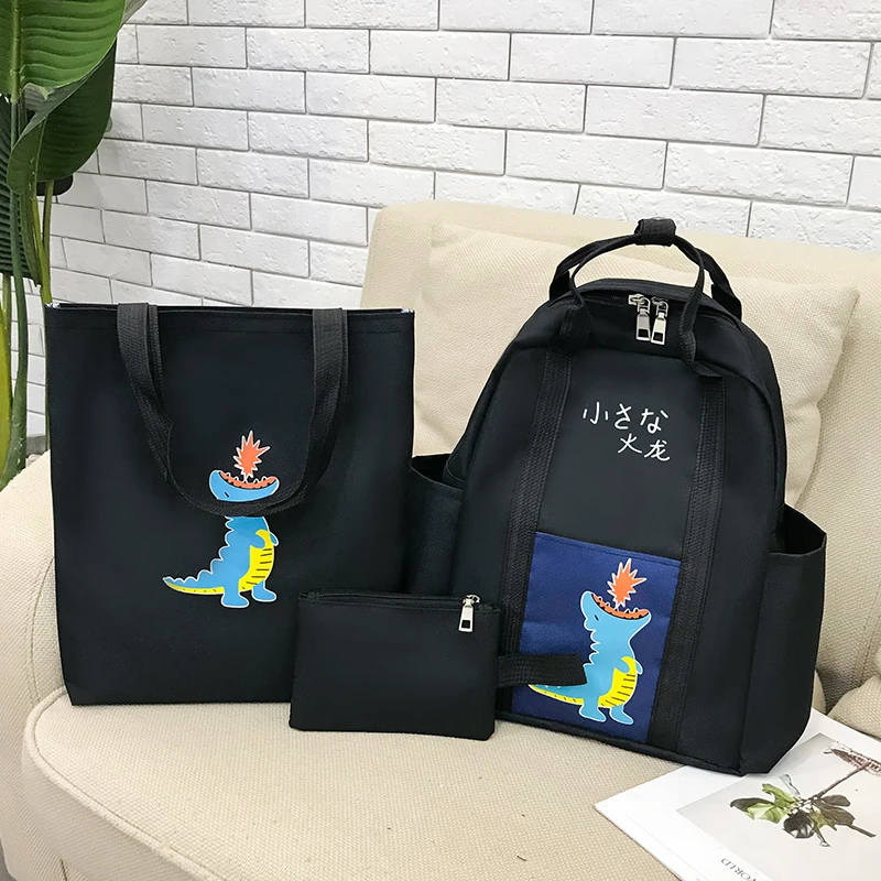 Модный женский рюкзак, 3 шт., новинка, нейлоновый рюкзак, Mochilas, женский рюкзак с милым рисунком, школьный рюкзак для девочек-подростков