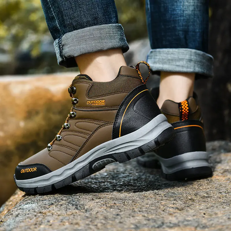 Prowow New Men Outdoor Hiking Shoes High Quality Leather Anti-skid Breathable Climbing Shoes Men Trekking Hiking Sneakers Men
