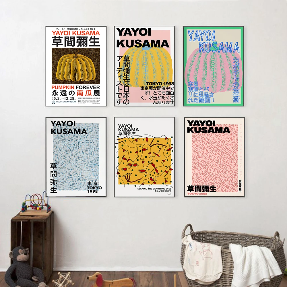 

Abstract Art Canvas Painting Yayoi Kusama Exhibition Posters and Print Japanese Gift Wall Art Picture For Living Room Home Decor