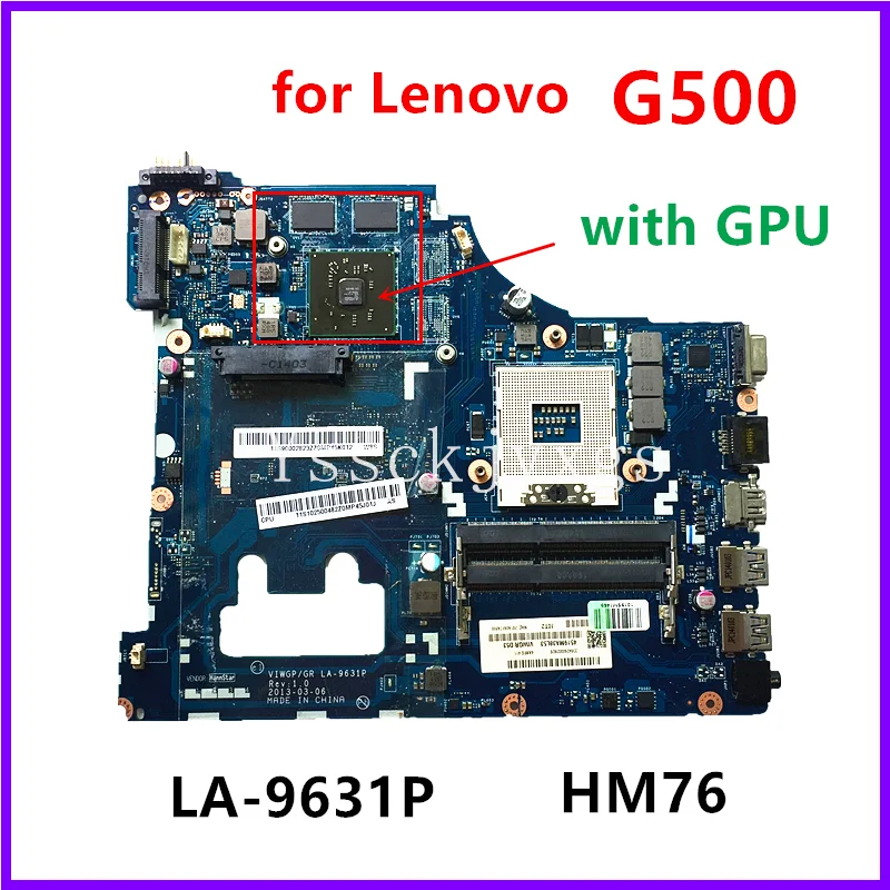 LA-9631P материнская плата для ноутбука Lenovo G500 PGA989 HM76 (с HD8570M R5 M230 2 Гб GPU) i3 i5 i7 CPU 100% тест