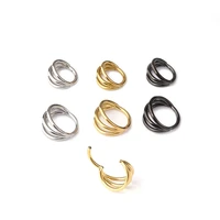 16g 1pc gold three layers closed loop ear buckle piercing earrings for women nose ring belly button rings cartilage jewelry