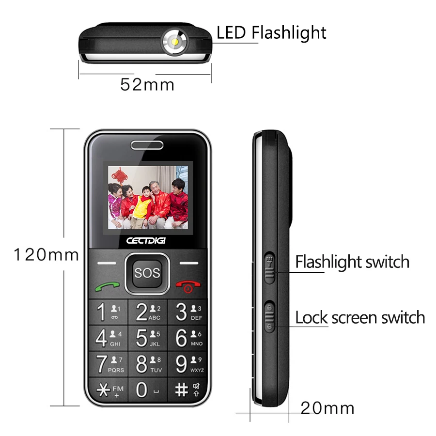 Verkaufen Ältere Mann Handy Senior Russische Handy 2G GSM Bluetooth Dual SIM Karte SOS Taste Starke Taschenlampe FM Günstige Handys T88