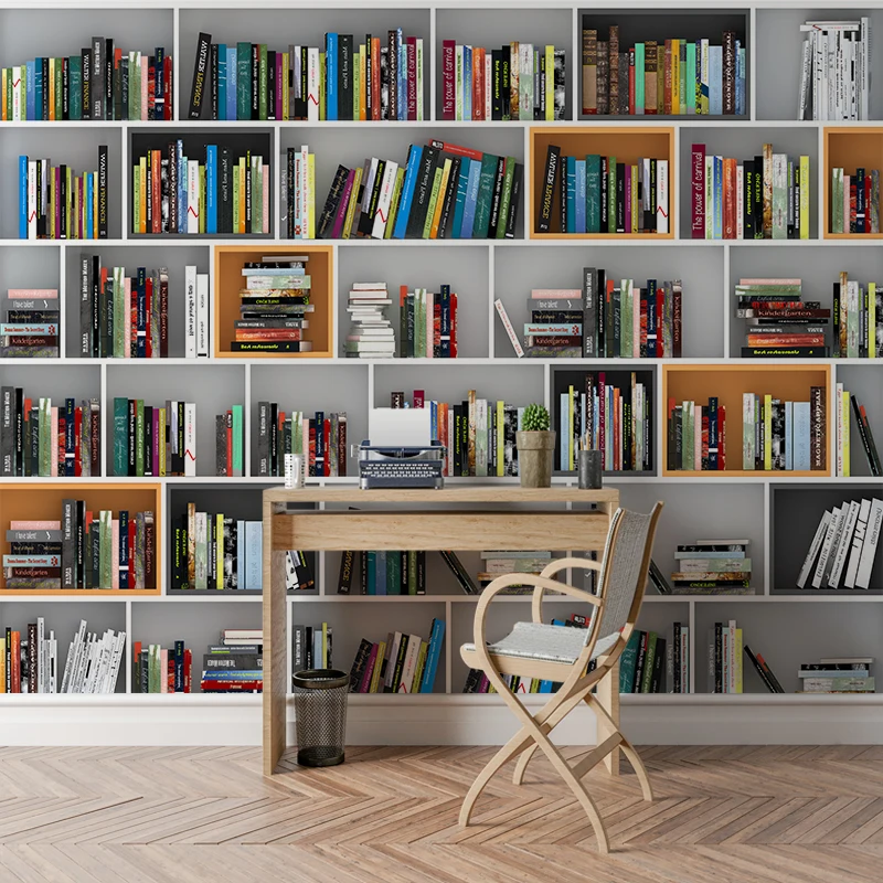 

Custon Wallpapers Literary Simulation Bookshelf 3d Mural Bookcase Wallpaper For Living Room Wall