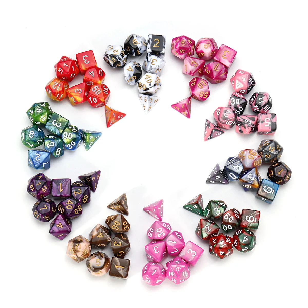 

7Pcs Polyhedral Dice Set For DND RPG TRPG MTG Role Playing Game Dice D20 D12 D10 D8 D6 D4 Table Games + Storage Bag