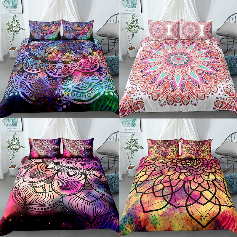 

Geometric line mandala bedding set duvet cover bohemian bedspread bed cover