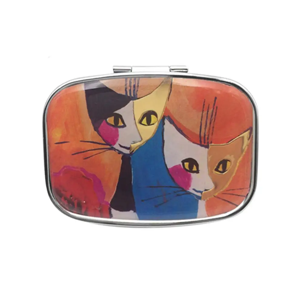 Переносная коробка для таблеток с принтом кота чехол 2 отделения контейнер