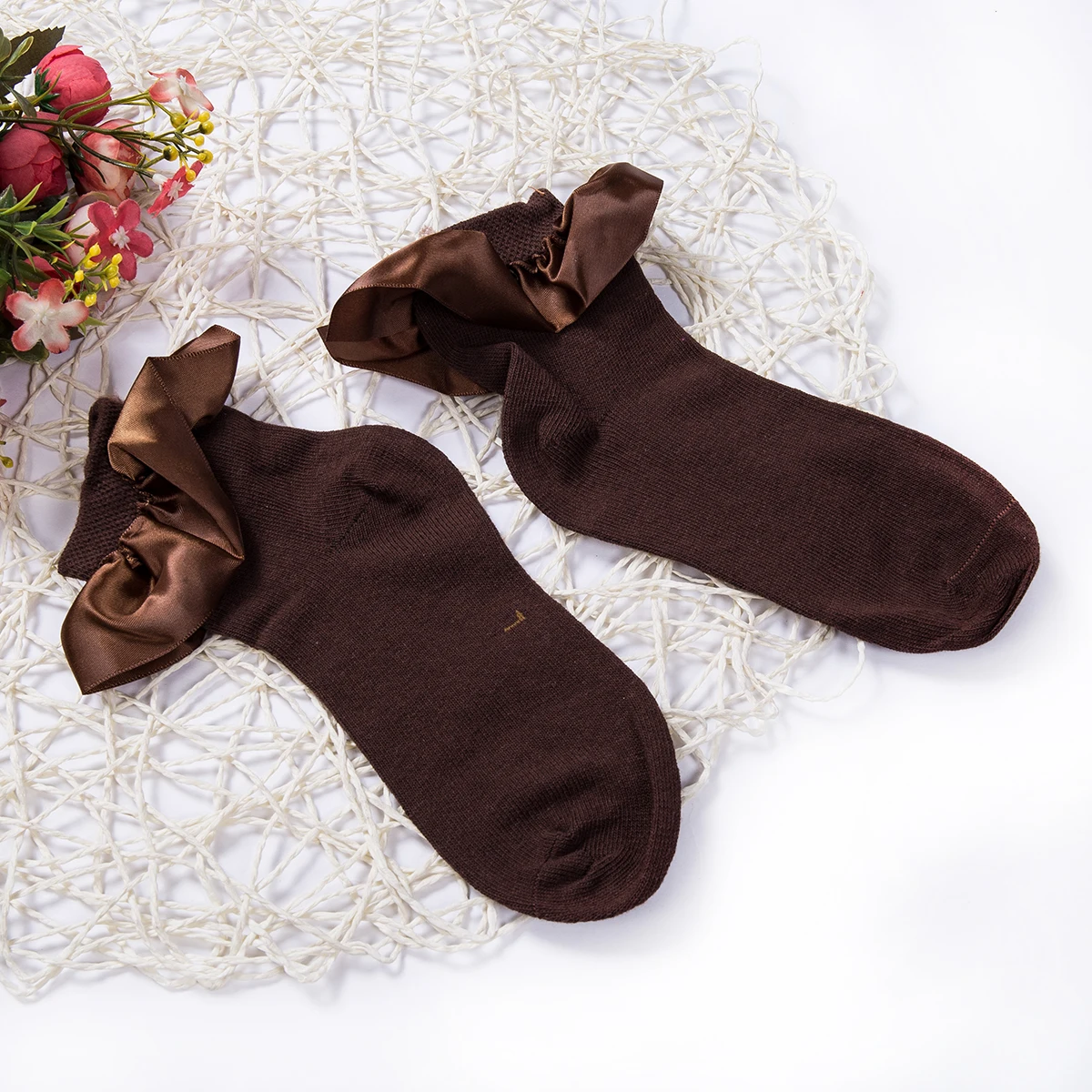 Calcetines de princesa para ni&ntilde;os y ni&ntilde;as, medias cortas de tobillo con volantes y lazo, color liso, blanco, negro, marr&oacute;n, azul, 2-8 a&ntilde;os-3
