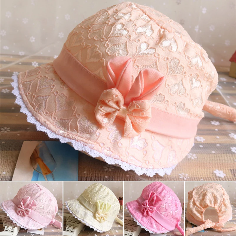 

Милая Кружевная дышащая детская шапка-раковина с бантом, милая шляпа для девочек, солнцезащитный козырек, детская шляпа с козырьком