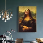 Портретная фигурка на холсте, смешное изображение Моны Лизы, МР Боба, настенные художественные плакаты, печать, настенные картины для гостиной, домашний декор
