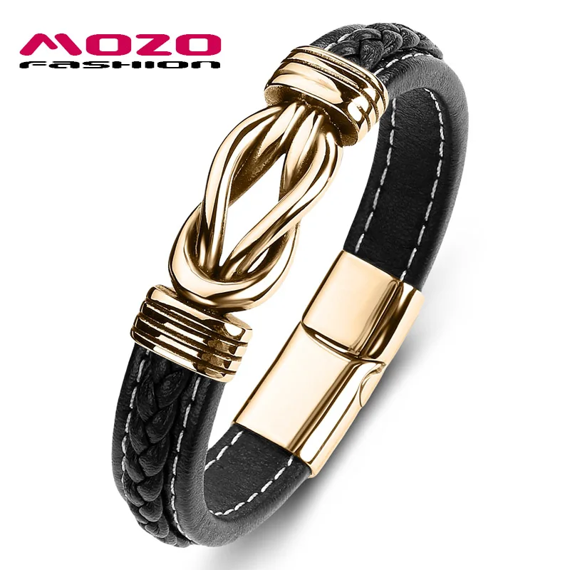 SJ074-H MOZO, модный,, классический, мужской браслет, кожа, нержавеющая сталь, браслет с подвесками, женский, крест, панк, ювелирный браслет, подарки, зеленый - Окраска металла: SJ074-H