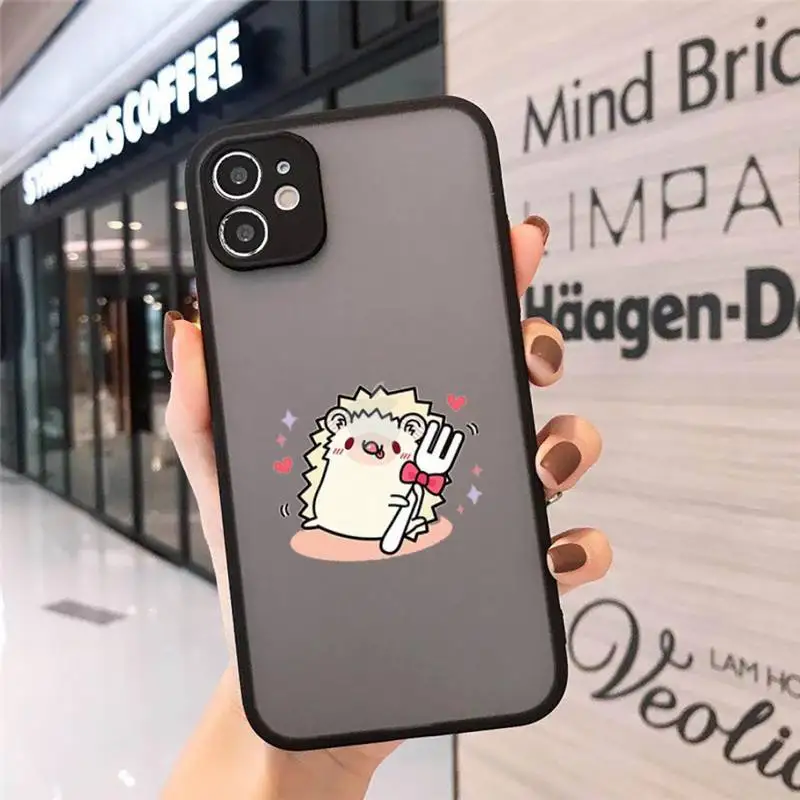 

Animal lovely cartoon hedgehog Phone Case Matte Transparent for iPhone 7 8 11 12 s mini pro X XS XR MAX Plus cover funda