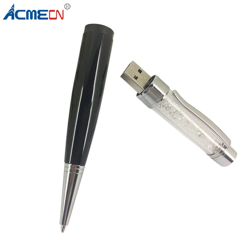 ACMECN шариковая ручка с кристаллами с USB флеш-накопителем металлическая блестящая Алмазная разноцветная 2 в 1 многофункциональная ручка 4G 8G USB ручка памяти