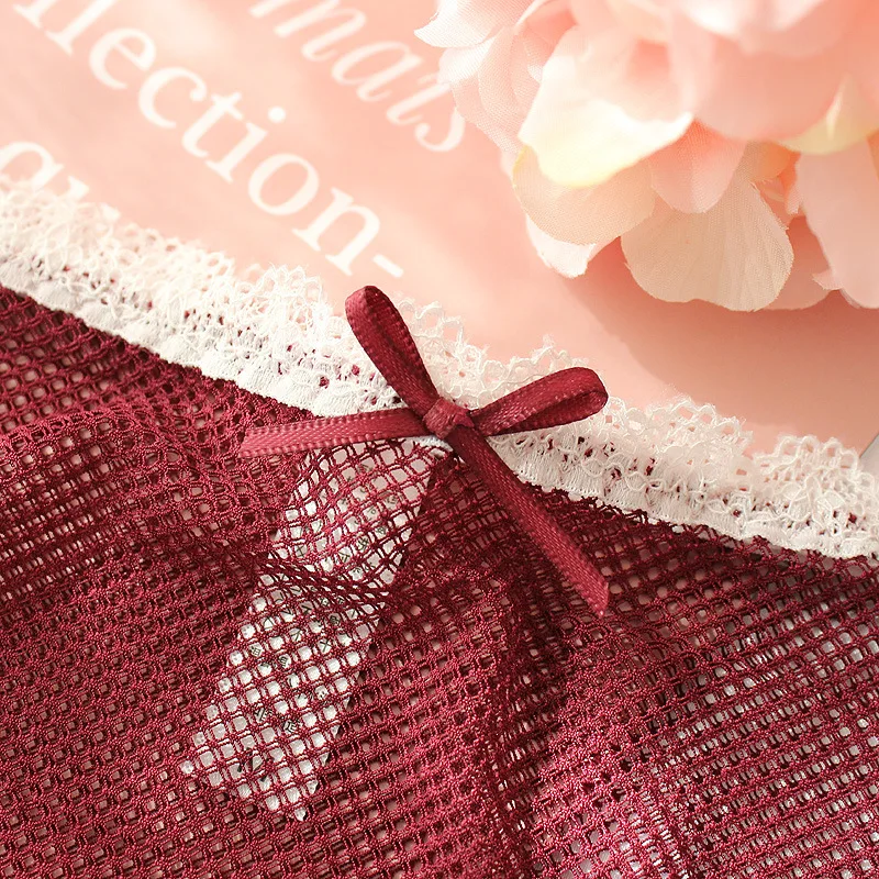 Женское нижнее белье Roseheart голубое и красное из хлопка с кружевной отделкой