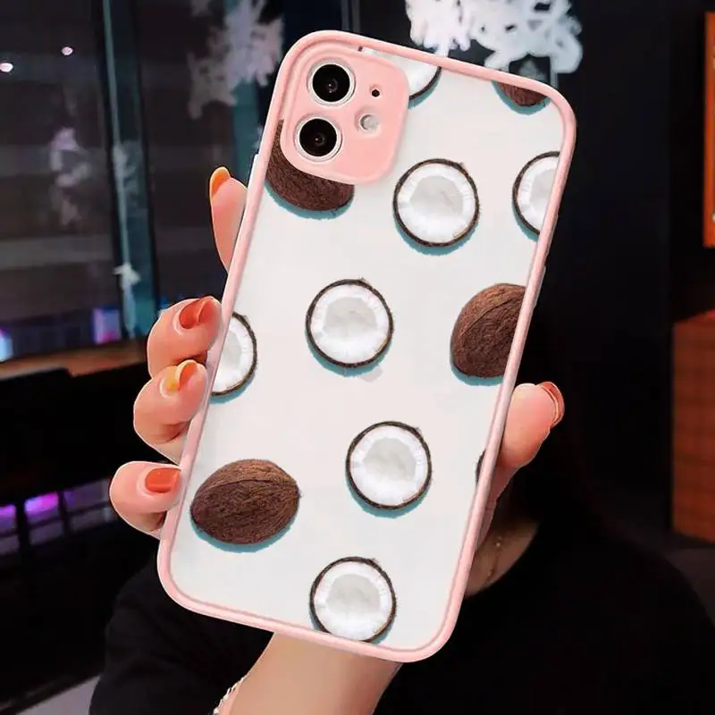 

coconut Cartoon funny fruit Phone Cases Matte Transparent for iPhone 7 8 11 12 s mini pro X XS XR MAX Plus cover funda