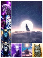 wolf in the full moon night diy 5d diamond painting full square and round embroidery mosaic wall art handmade home decor gifts