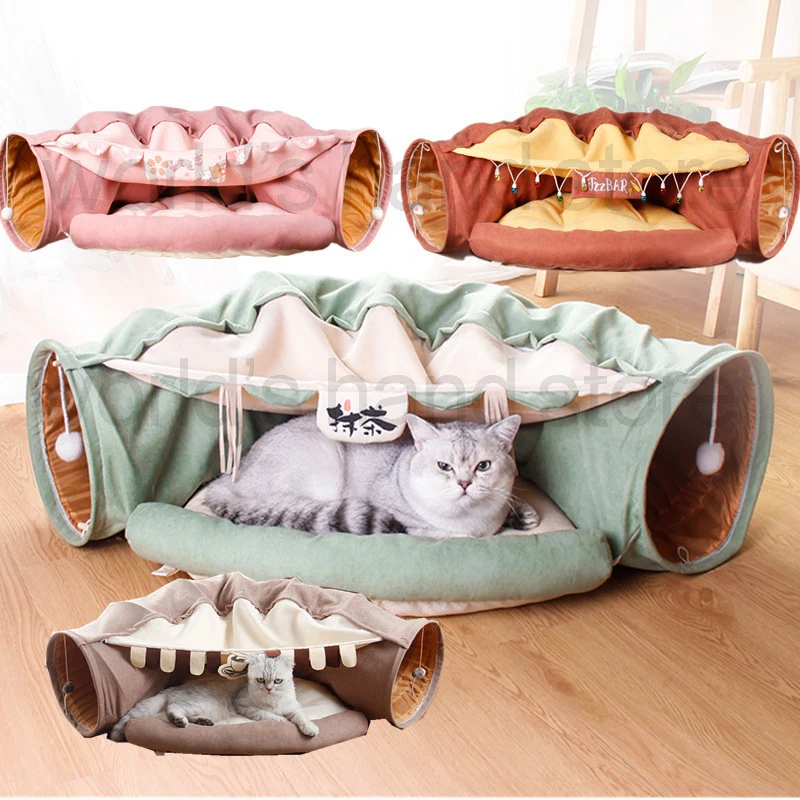 

Foldable Cat Tunnel Toy Cat Channel Cat Nest Playable Sleepable Autumn and Winter Cat Bed to Keep Warm and Comfortable for Cat