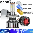 Zdatt H7 led лампы H4 светодиодные для для автомобиля H11 led головной светильник s Canbus 12000Lm 72W фары для H8 9005 HB3 9006 3000K 6000K 8000K 12V 24V CSP