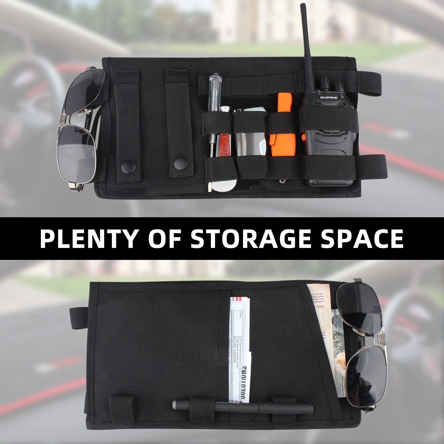 Kosibate Tactical Molle Vehicle Visor Panel Tool Pouch CD Storage Bag Truck Car Sun Visor Organizer Auto Gear Accessories Holder