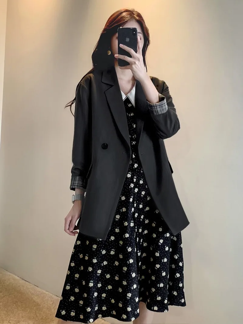 

Spring New Fashion Blazer Jacket Women Casual Pockets Three Quarter Sleeve Work Suit Coat Office Lady Solid Slim Blazers 2020