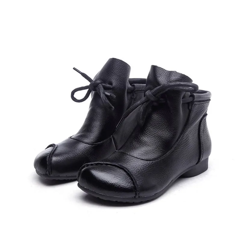 Повседневные женские ботинки в стиле ретро 2019 г. Новые зимние кожаные удобные с