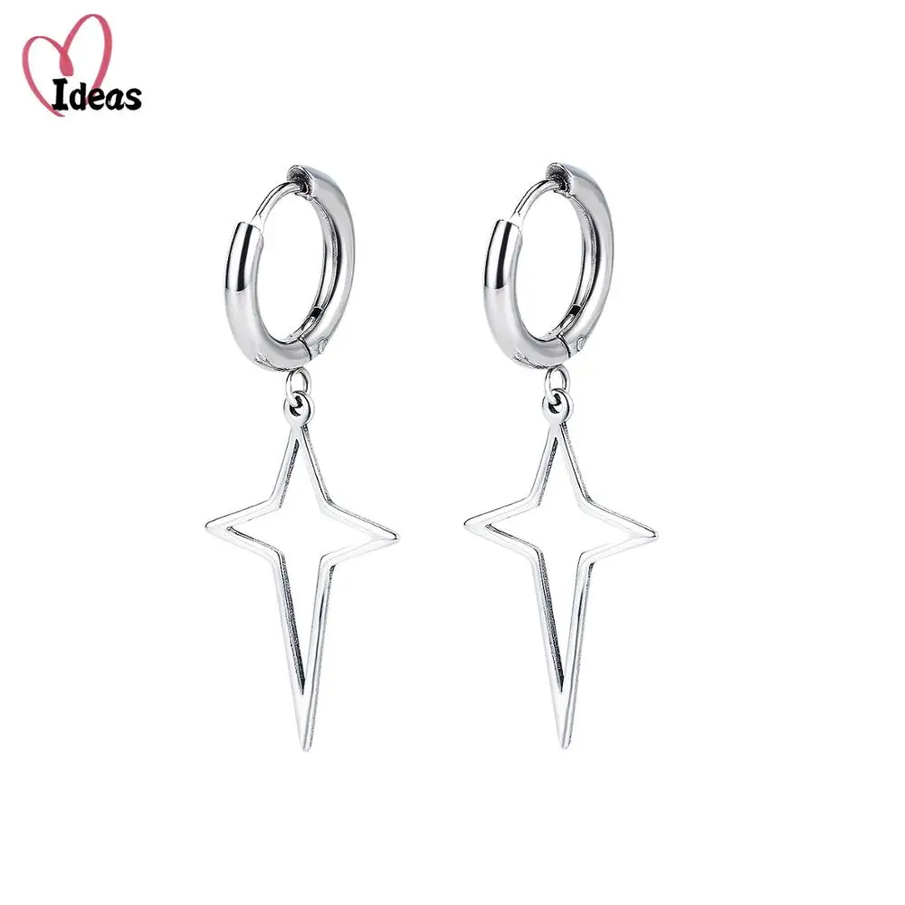 

Punk Round Stars Pendant Male Earrings For Women Rock Men Simple Stainless Steel Stud Earrings Jewelry